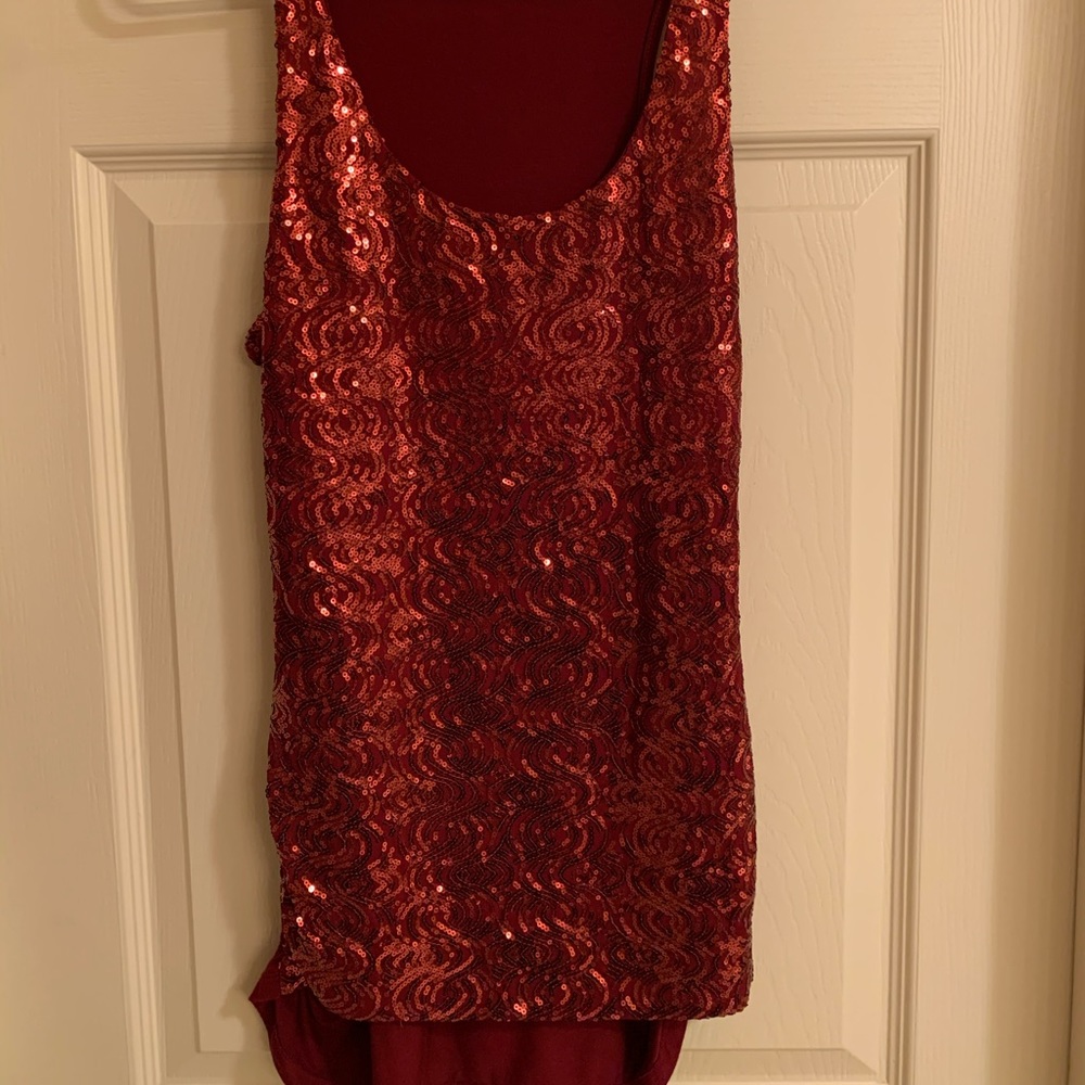 Dark red sequin top